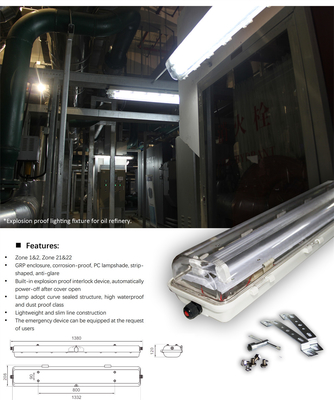 Przeciwwybuchowa świetlówka fluorescencyjna | Certyfikat ATEX/IECEx | Oprawa przeciwwybuchowa IP66 do stref naftowych, gazowych i chemicznych