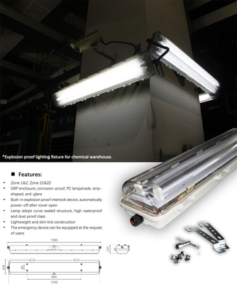 Światło fluorescencyjne IP66 przeciwwybuchowe z ATEX/IECEx.