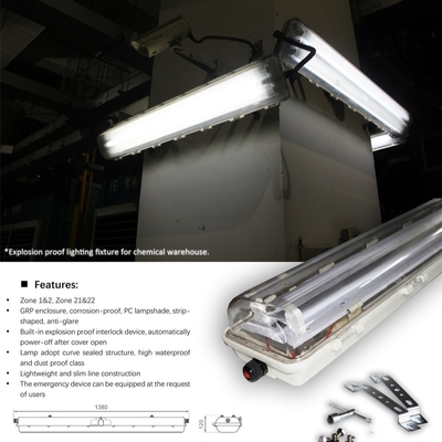 Światło fluorescencyjne IP66 przeciwwybuchowe z ATEX/IECEx.